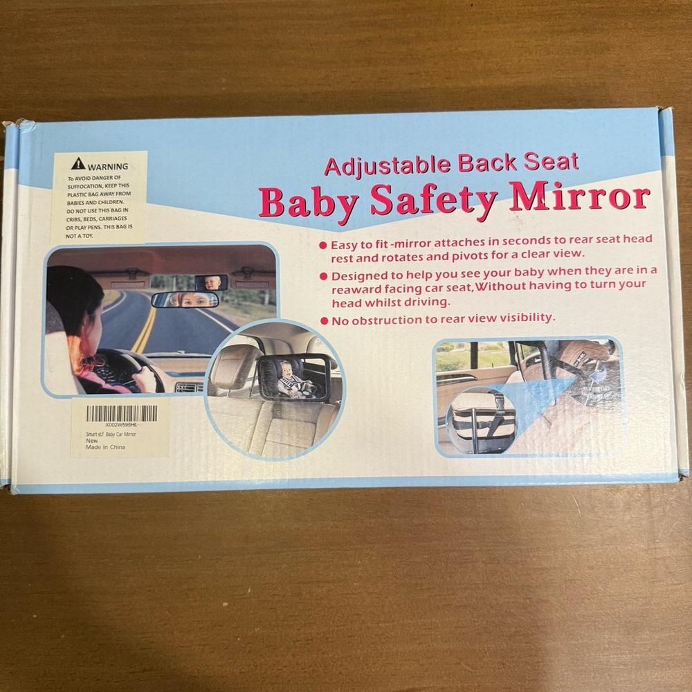 Smart elf Large Adjustable Back Seat Baby Mirror NIB